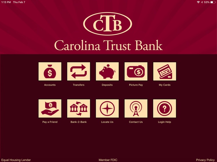Carolina Trust Bank for iPad
