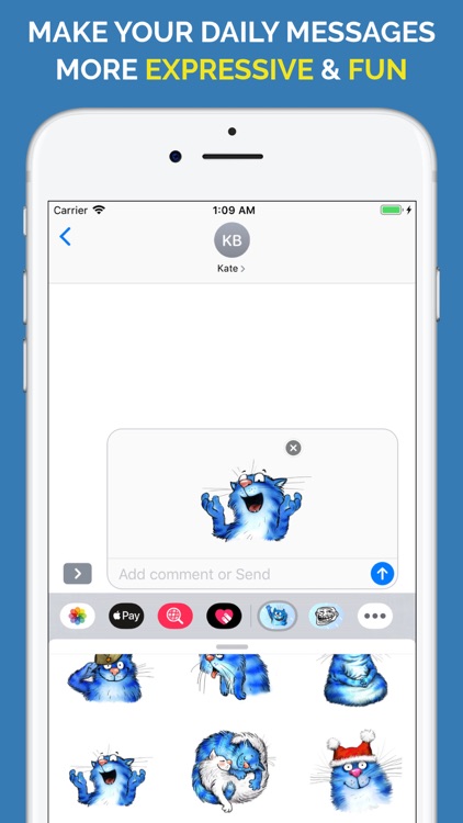 Blue Cat Emojis screenshot-5