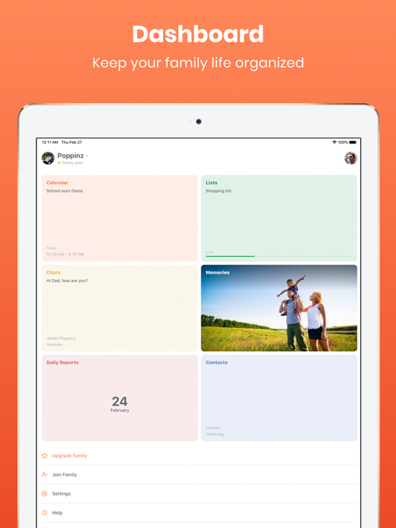 Poppinz: Family Calendar App iPad screenshot 1 - Productivity app