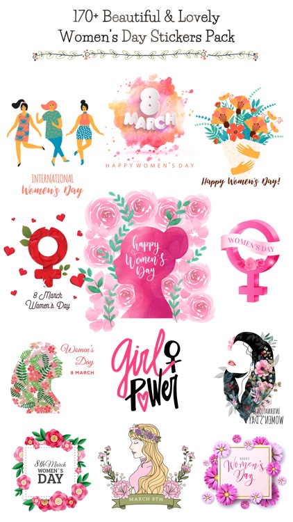 Happy Women's Day Stickers Set