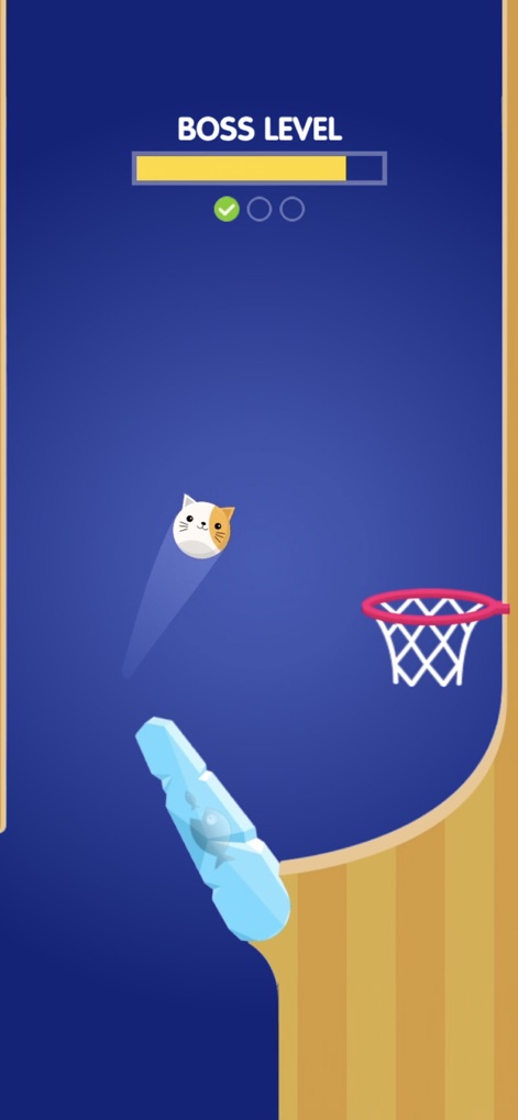 Flipper Dunk - Users can experience intense boss levels featuring a charming cat face ball and a unique ice block flipper.