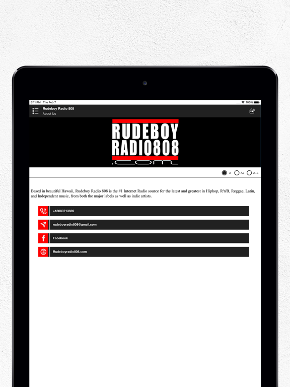 Rudeboy Radio 808 iPad screenshot 4 - Music app