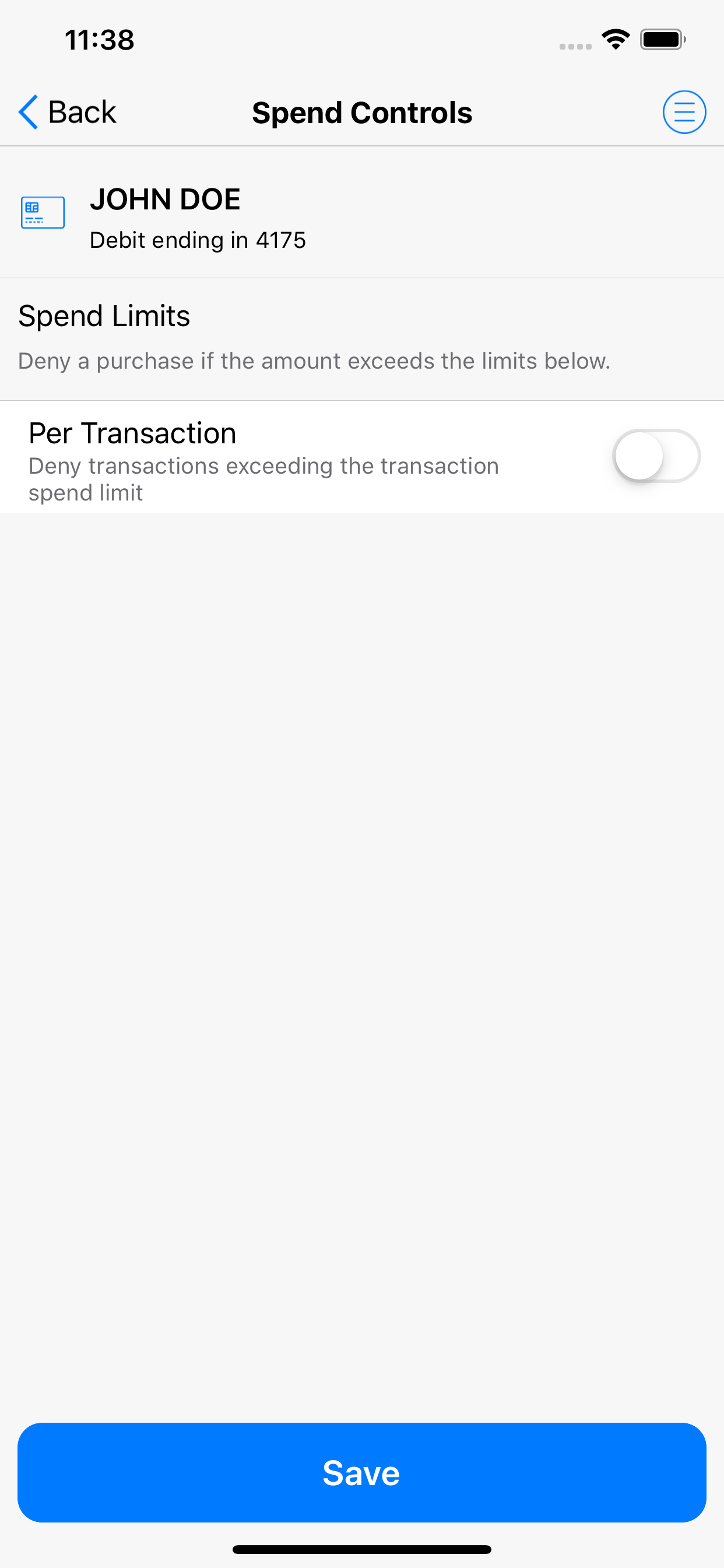 Pinnacle Bank Card Control