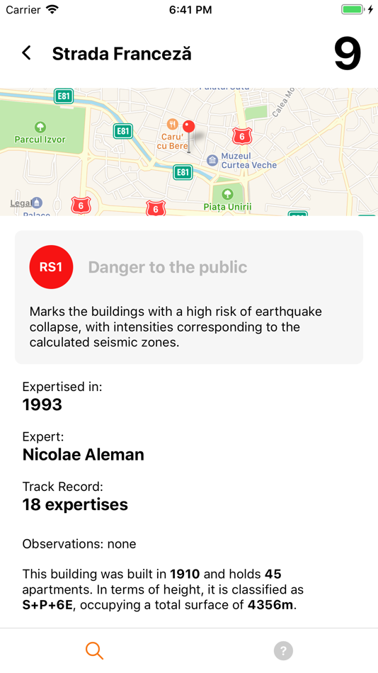 #3. Bucharest Seismic Risk (iOS) 由: Gabriel Morin