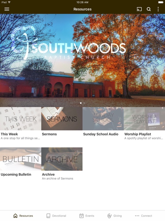 South Woods Baptist Church iPad screenshot 1 - Education app