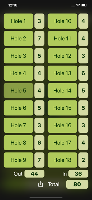 ‎FlinkGolf - Scorecard Screenshot