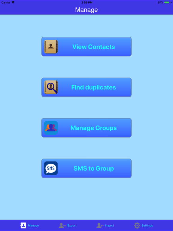 Screenshot #4 pour 1.2.3 Contacts Backup Lite
