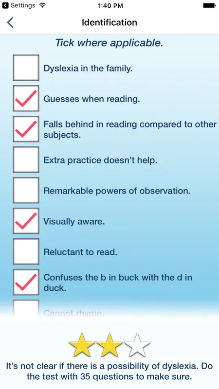 Dyslexia Test & Tips™ screenshot 2 of 5