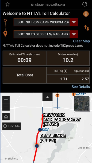 NTTA Tollmate® Screenshot