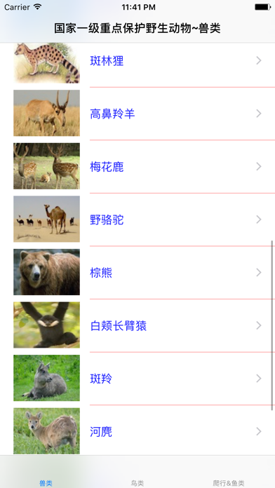 Screenshot #1 pour 国家一级重点保护野生动物