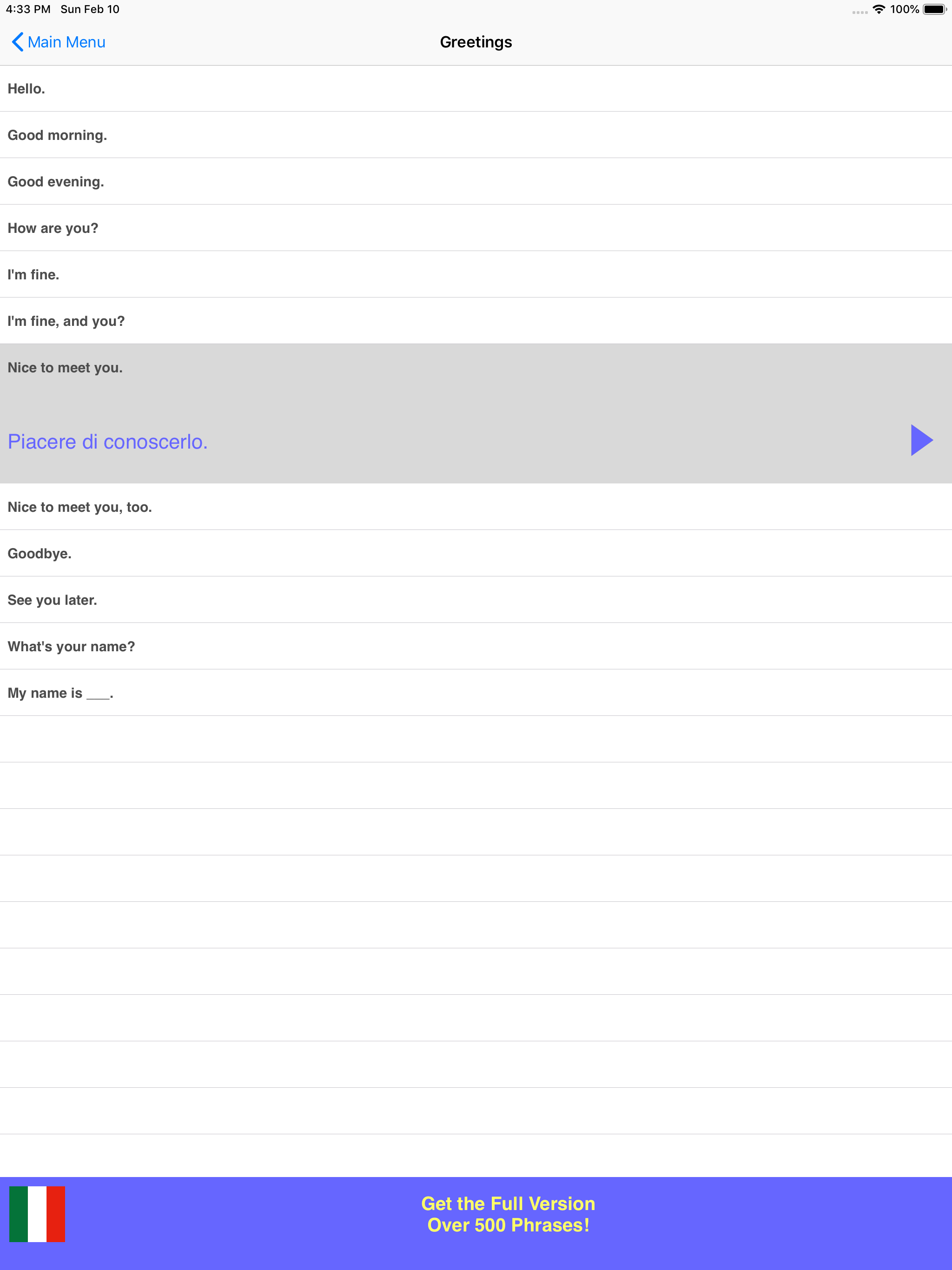 Speak Italian Phrasebook Lite screenshot 7