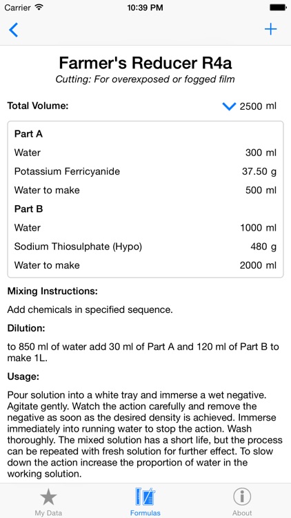 Darkroom Formulas