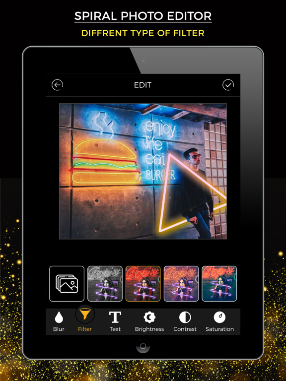 Screenshot #6 pour Neon Photo Editor - No Crop
