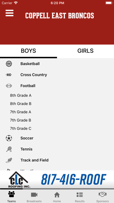 Coppell ISD Athletics Screenshot