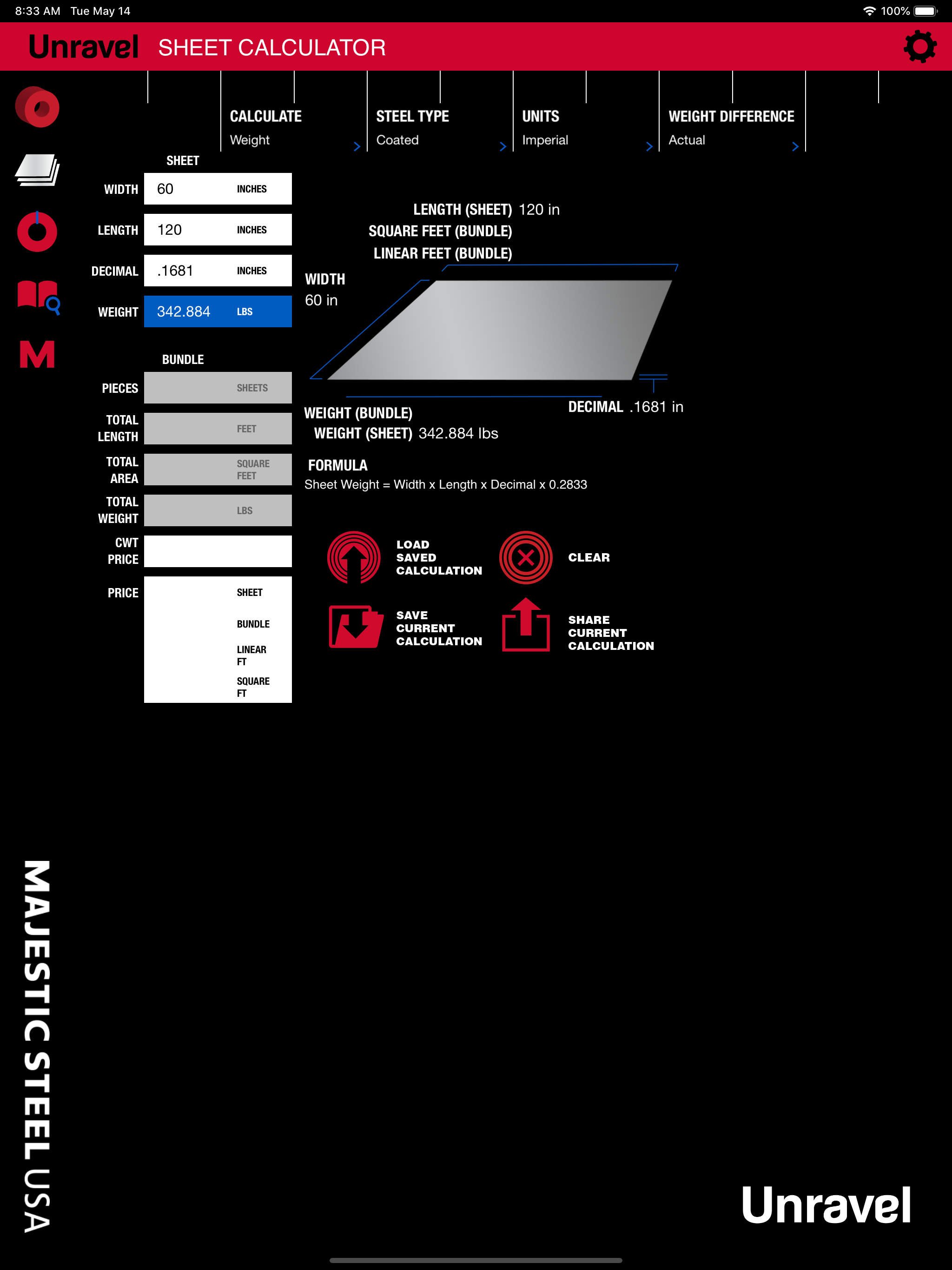 Unravel: Steel Calculator