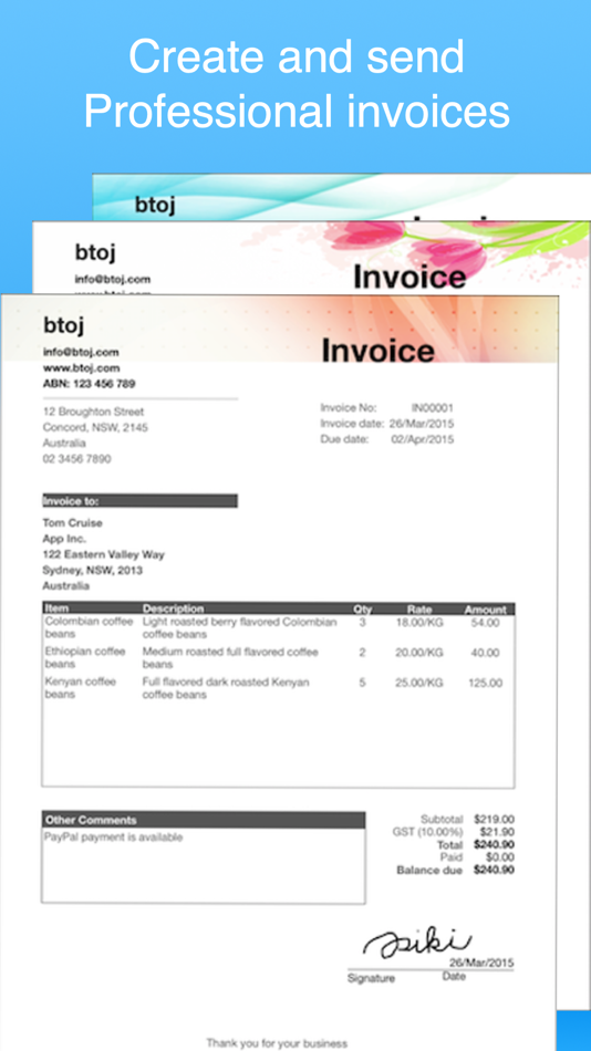 #1. Invoice Maker Simple (iOS) 由: B TO J PTY LTD