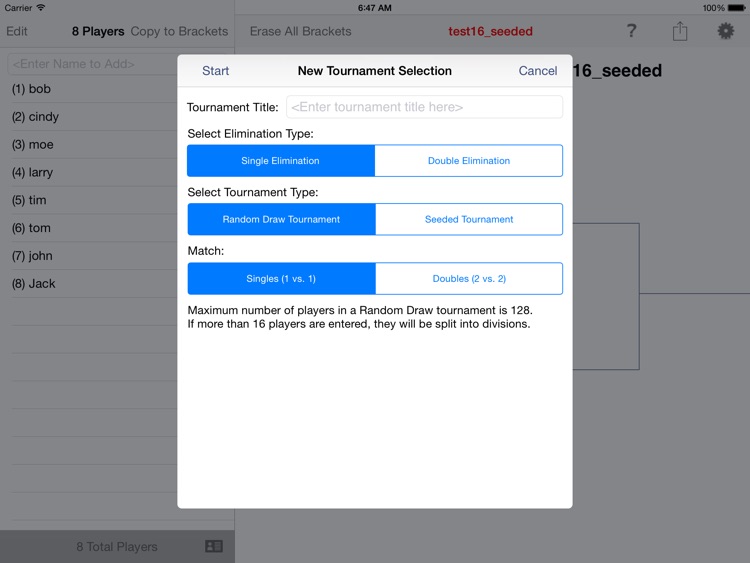Big Bracket Maker for the iPad