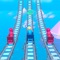 In this game you need to get to the finish line first, while dodging obstacles, picking up boosters, and trying to stay on the rails