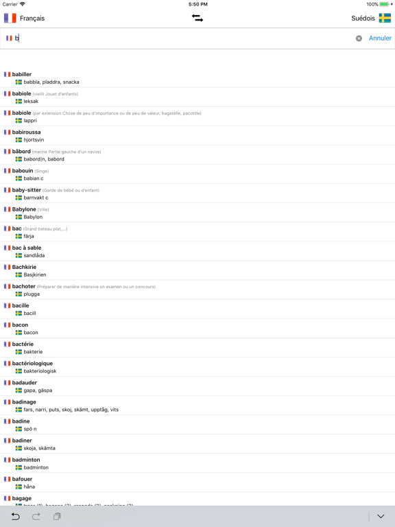 Dictionnaire Suédois-Français iPad screenshot 4 - Reference app