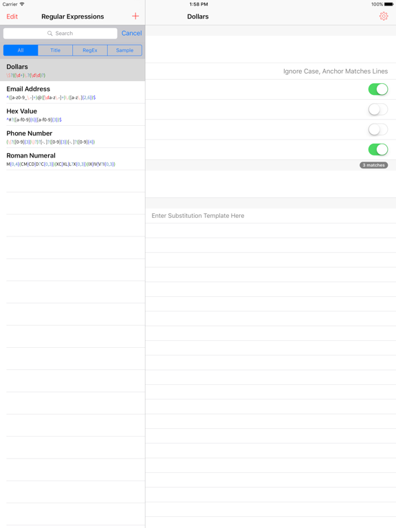 RegEx Knife iPad screenshot 5 - Utilities app