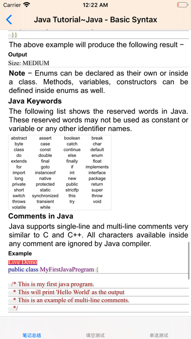 Screenshot #1 pour The Tutorials for JAVA