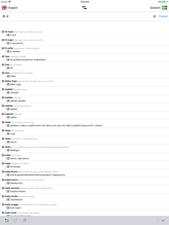 Swedish/English Dictionary iPad screenshot 4 - Reference app