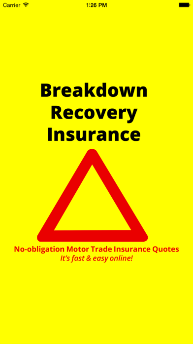 Breakdown Recovery Insurance Screenshot