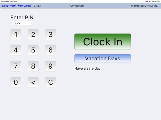 EasyHaul Time Clock app screenshot