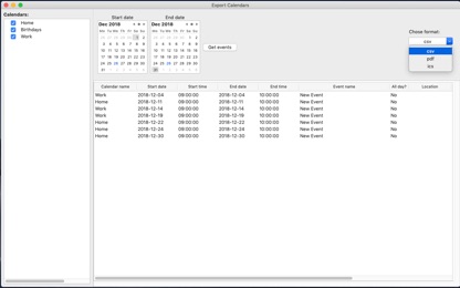 Export Calendars screenshot 3