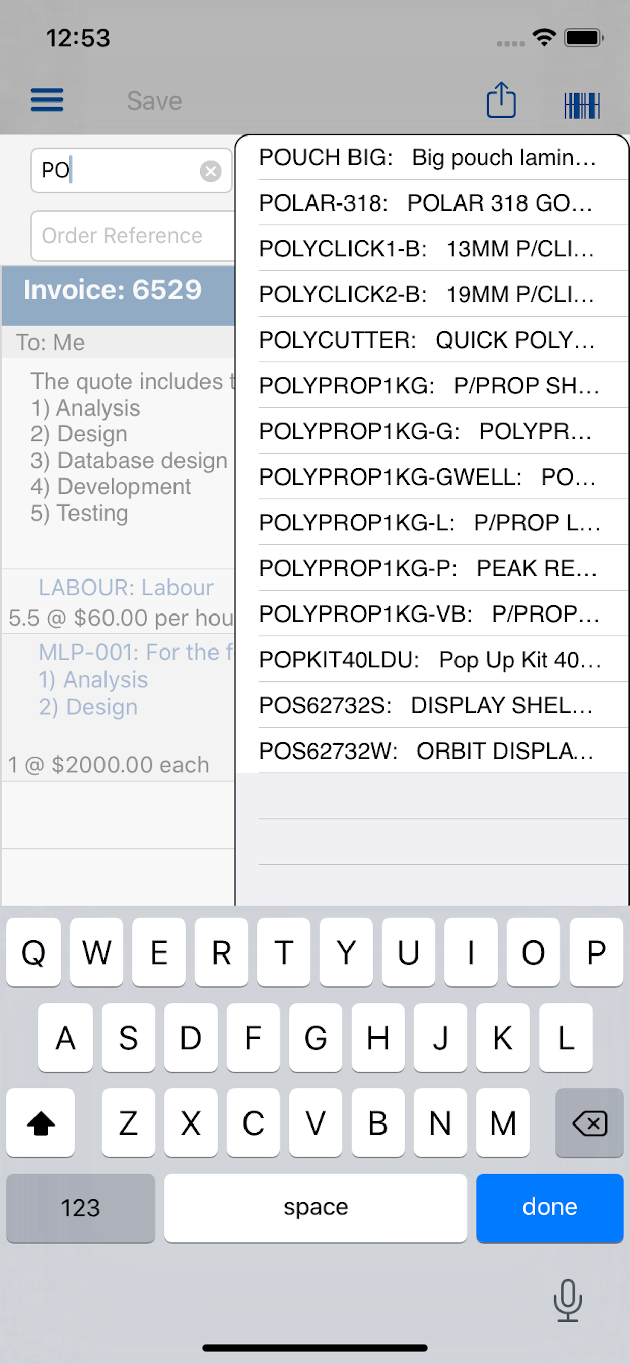 Invoice screenshot 2