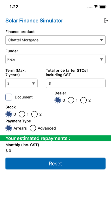 SFS Finance Calculator Screenshot