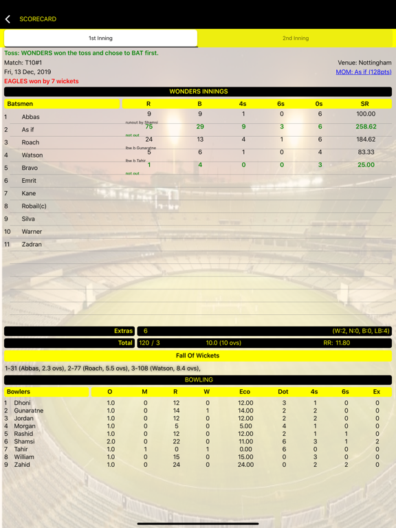 Cricket Scorer Stats iPad screenshot 1 - Sports app