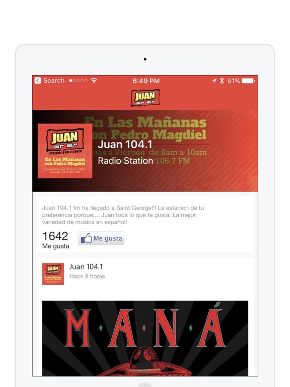 Juan 106fm iPad screenshot 3 - Entertainment app