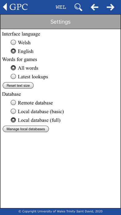 GPC Geiriadur Welsh Dictionary Screenshot