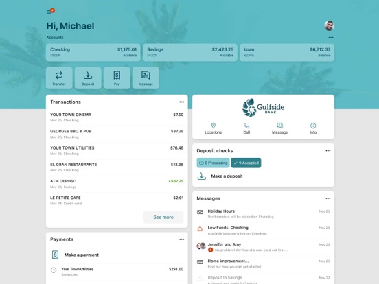 Gulfside Bank iPad screenshot 2 - Finance app