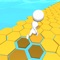 Run at the same hexagon as your color, push your opponent and win the race