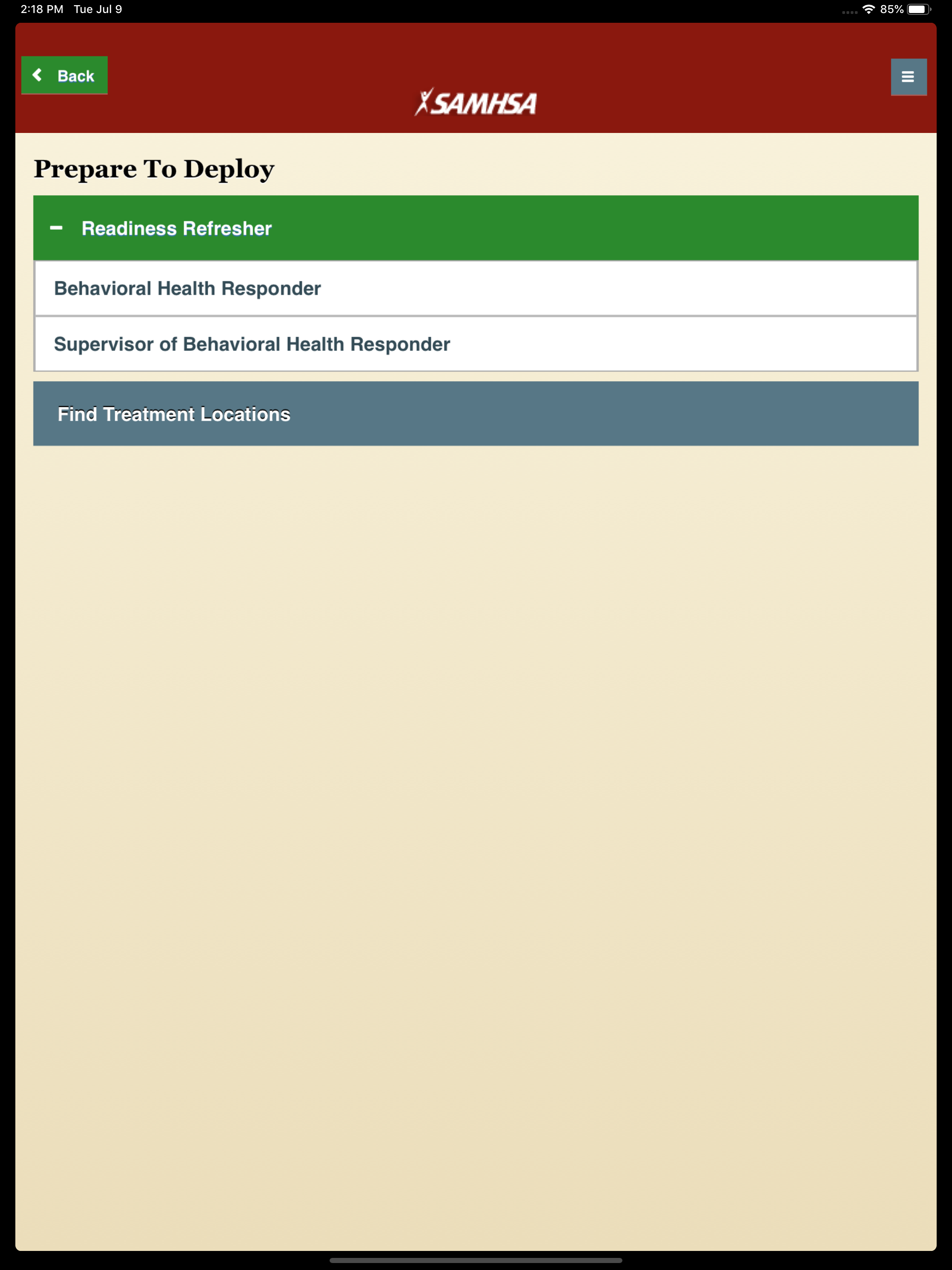 SAMHSA Disaster Response App