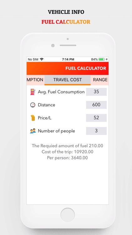 Vehicle Info Fuel Calculator