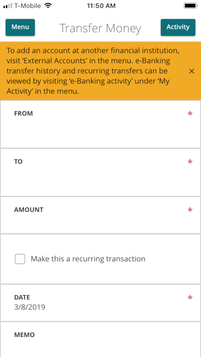 Community Choice e-Banking Screenshot