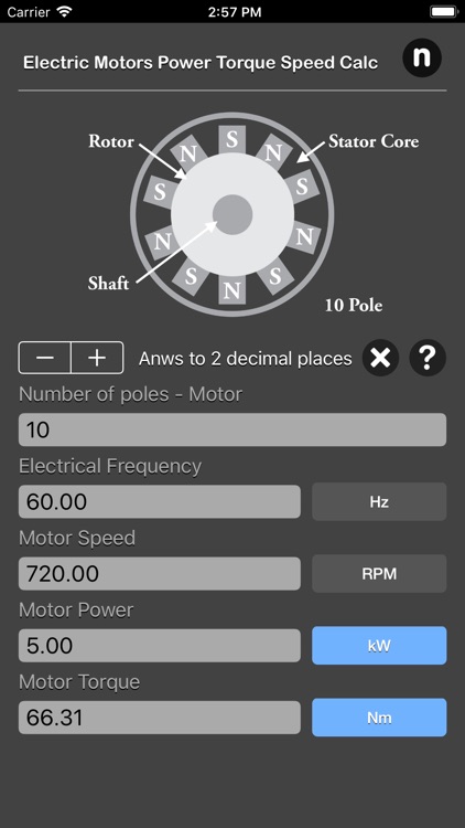 Electric Motors Speed Calc