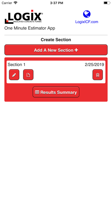One Minute Estimator app screenshot