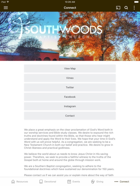 South Woods Baptist Church iPad screenshot 3 - Education app