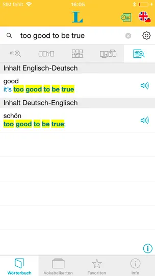 Captura de pantalla de Großes Englisch Wörterbuch en iPhone 2