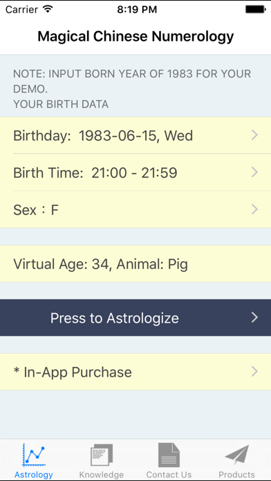 Astrology Chinese Numerology Screenshot