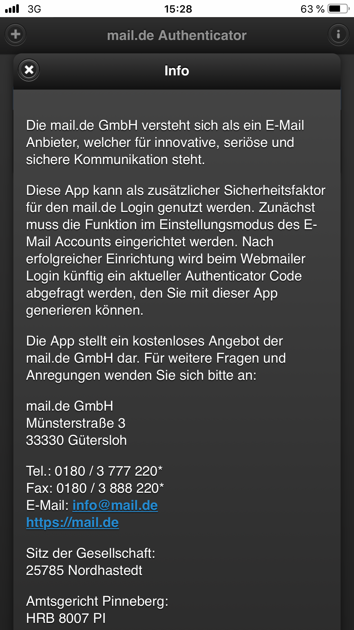 mail.de Authenticator