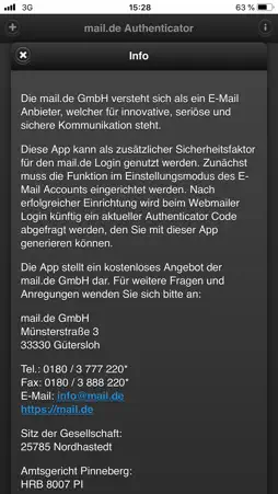 mail.de Authenticator screenshot 3