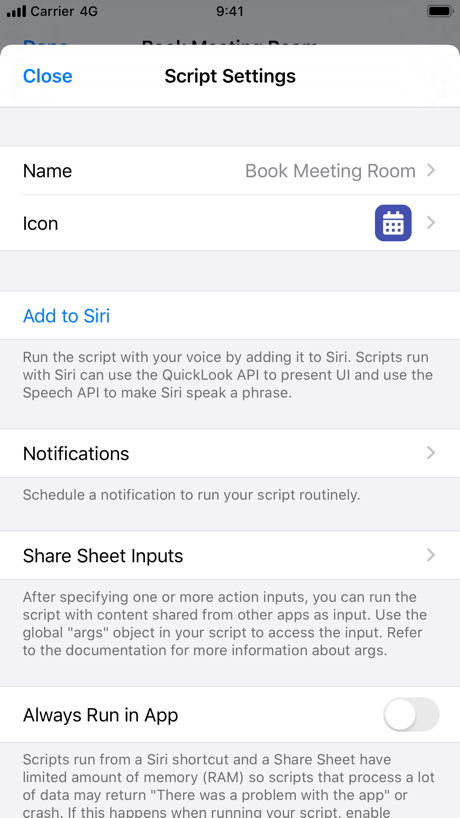 Scriptable App Store screenshot 4, no headline. App icon shown.