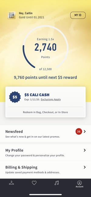 hollister reward points