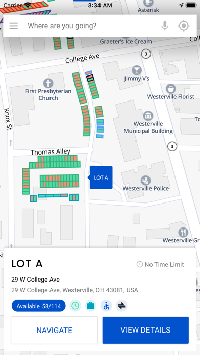 Westerville Parking Screenshot