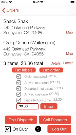 Waiter.com Driver screenshot 4